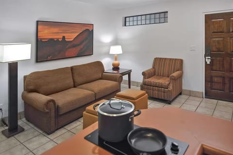Stretch out on the cozy sofa after a day exploring