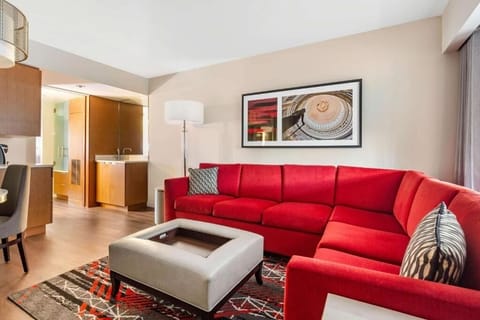 Stretch out on the spacious sectional and truly feel at home.