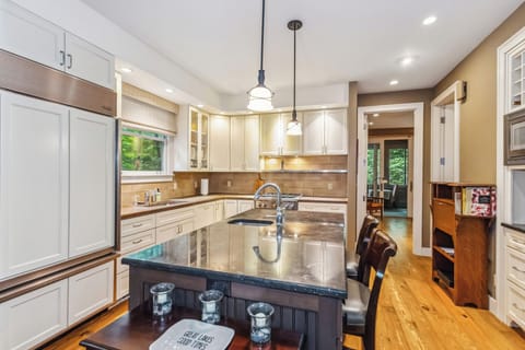 Kitchen area with large island
