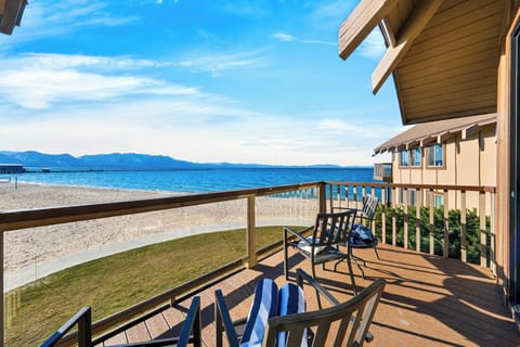 Balcony view overlooking the beach.