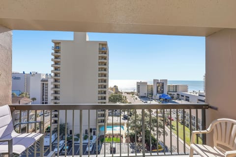 Enjoy the views from the large balcony.