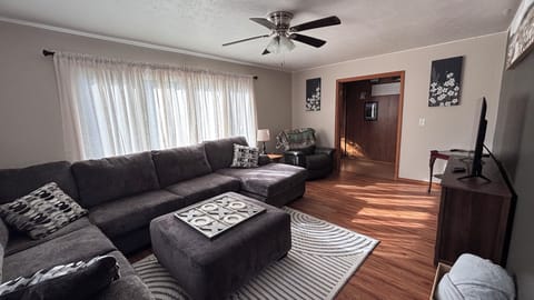 Spacious and comfy sectional designed for family movie nights or group hangouts.