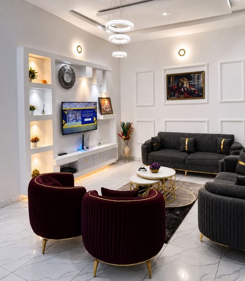 Living room designed for games also