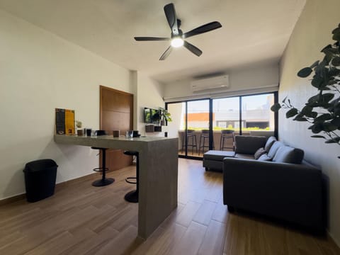 Bright living room with scenic views and modern comfort