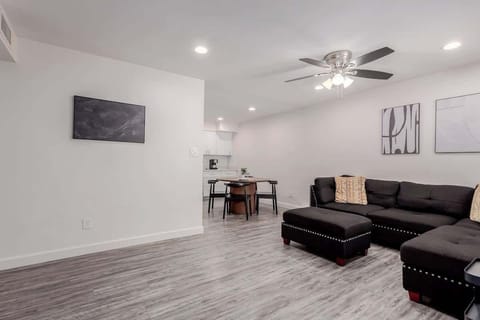 Cozy living space with Smart TV and comfortable seating