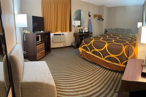 Make yourself at home with desk, TV, and handy extras.