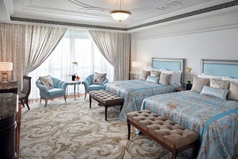 Drift off in two serene beds with matching luxe finishes.