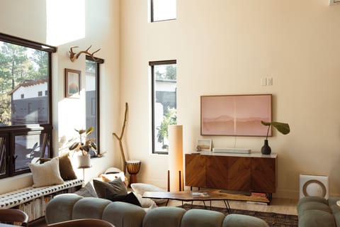 Step into the living space and breathe in the morning light.