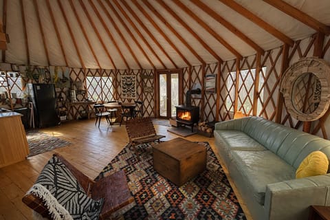 Open Living Space with Wood Stove