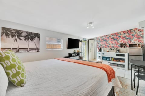 Cozy bedroom with comfortable bed and decor