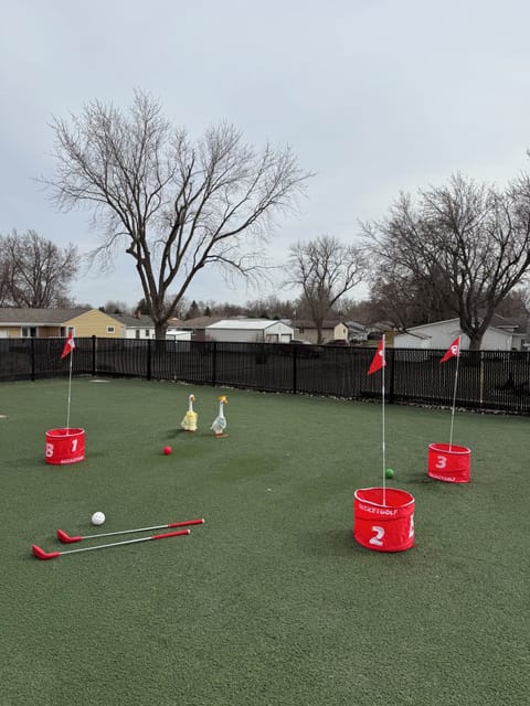 Outdoor area. Bucket golf game available
