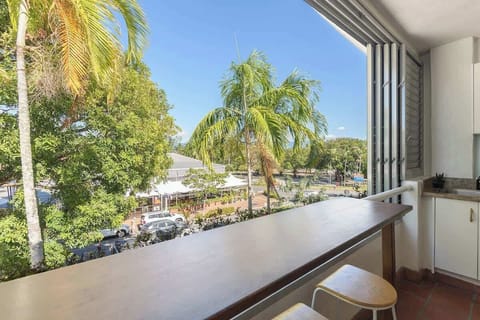 Overlooking Port Douglas icons, The Sugar Wharf, Market Park and the Courthouse Hotel