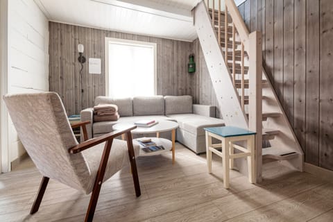 Living-room area, stairs up to the bedrooms
