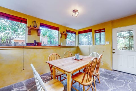 Eat every meal wrapped in windows with cottonwoods rustling on three sides