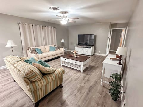 Stylish, cozy living space perfect for movie nights or lazy mornings