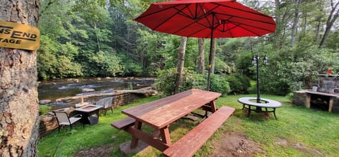 Backyard picnic table. Actual Picture of our Private backyard