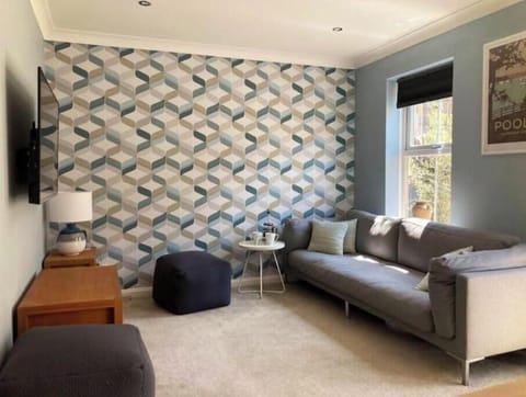 Living area with 49” Smart TV with Netflix.