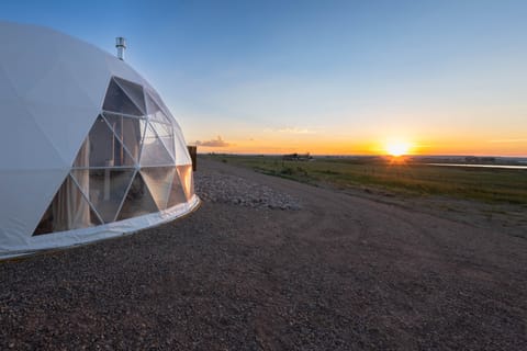 White Geodome at Sunset