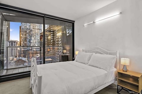 Bedroom with city view