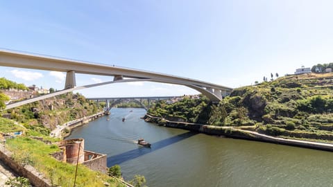 Marvel at the breathtaking expanse of the river and the architectural grandeur of the bridge, providing an inspiring backdrop to your vacation. The expansive views of the surrounding hills invite you to discover the natural beauty of the region.