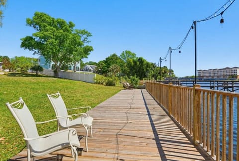 Deck | Outdoor Seating | Wood Railing & String Lights