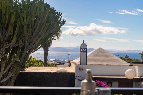 Spectacular panoramic view over the green garden and Atlantic to Fuerteventura.