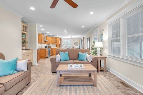 Open floor plan allows easy flow between kitchen/dining space and comfortable living room area