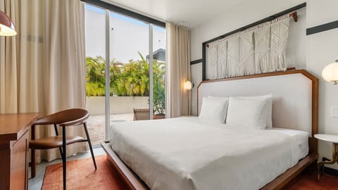 Stretch out under designer textures with sunlight spilling indoors.