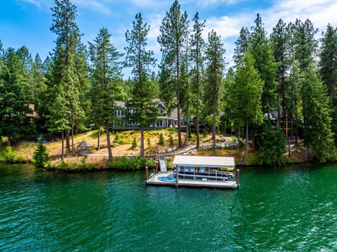 Back of home, the dock, and the Spokane River