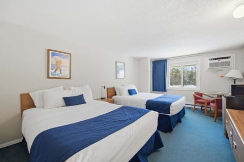 Recharge with a pair of plush queen beds in this studio-style home​