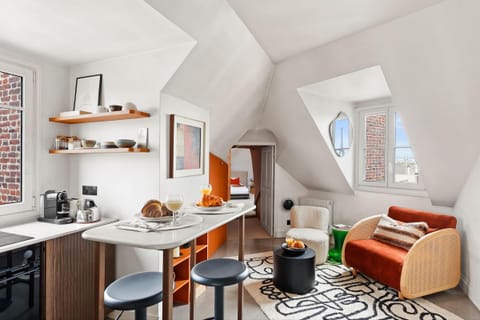 The open-plan living, kitchen and dining area