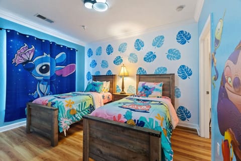 Lilo & Stitch themed bedroom with 2 twin beds perfect for your kids