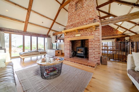 first floor sitting area with wood burner