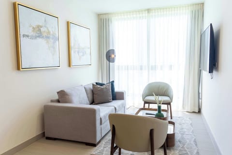 Bright living room with plush seating