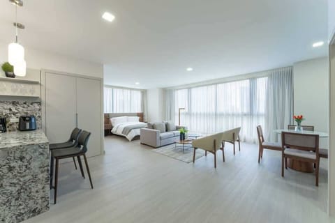 Bright studio with city view