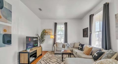 Sink into the sectional sofa and stream your favorites — Netflix, Hulu, ESPN+, and Disney+ ready on the Smart TV.