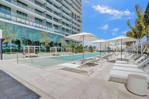 Resort-style pool area ideal for relaxing and soaking up the Miami sun.