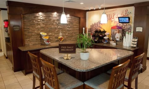 Start your morning with a fresh cup from our coffee bar, and free breakfast surrounded by cozy seating and friendly vibes.