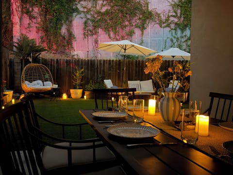 "Al Fresco Dining & Lantern-Lit Lounge Oasis"
