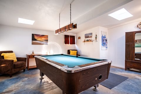 Pool table in game room