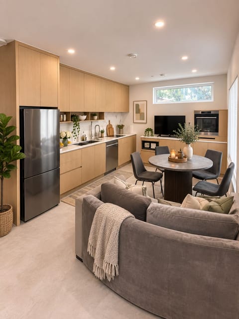 Full equipped kitchen with high end induction stove , steam oven and dishwasher