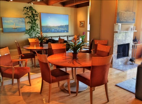 Gorgeous Dining and Living Space in Great Room. Wood burning fireplace