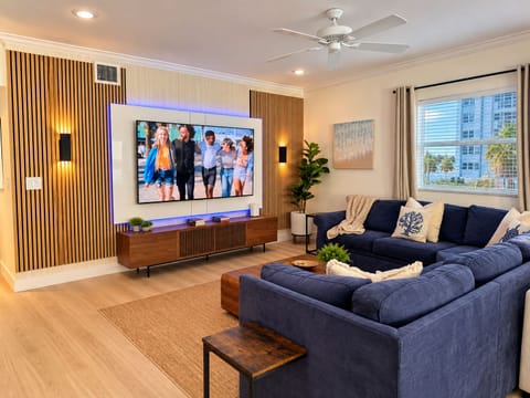Enjoy a movie in our 85" TV and comfortable seating