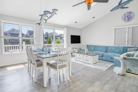 Open concept that shows private deck just off living space.