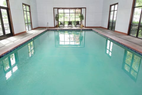 Heated indoor pool with large skylights — open year-round regardless of Medford's weather.