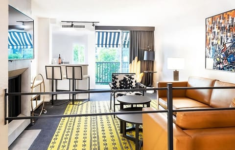 Gather in the airy lounge with sunshine pouring through windows.