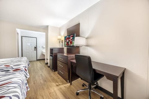 Get work done comfortably at the dedicated desk workspace.