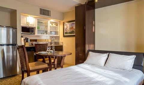 Settle in comfortably with dining nook and handy kitchenette.
