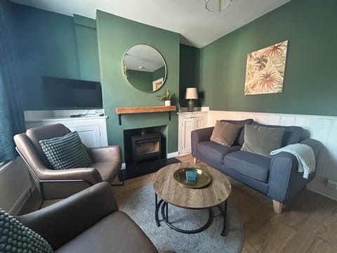 Living Room with Fireplace and Smart TV