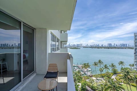 Private balcony with breathtaking Biscayne Bay and Miami skyline views, your front-row seat to paradise